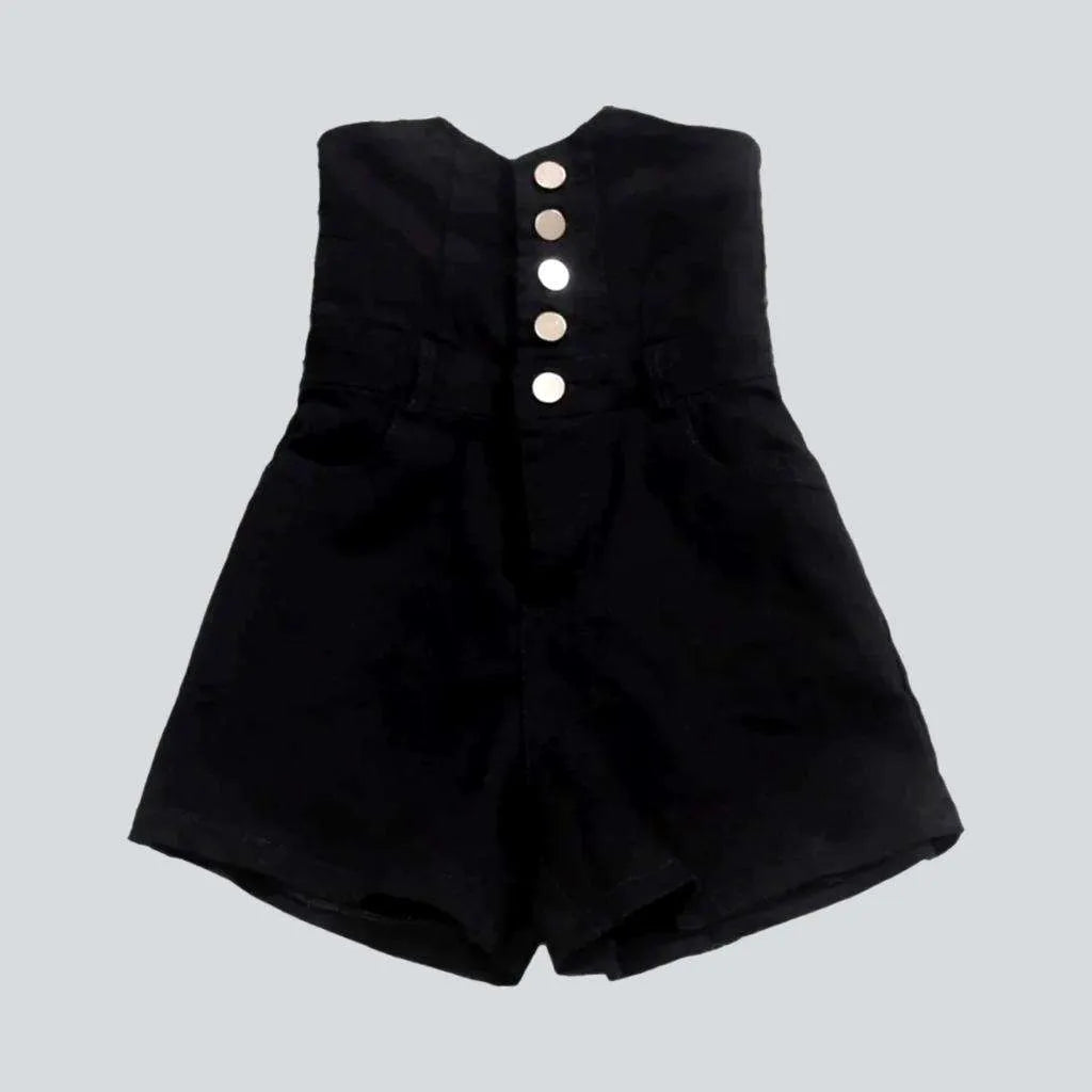 Buttoned corset women's denim shorts