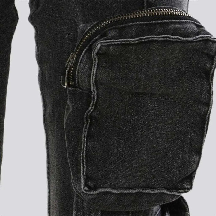 High-waist grey jeans
 for women