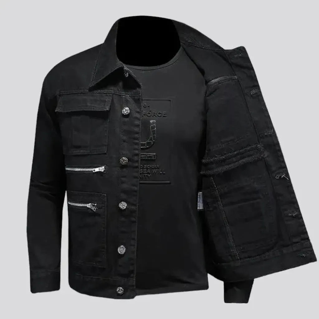 Fashion black men's jean jacket