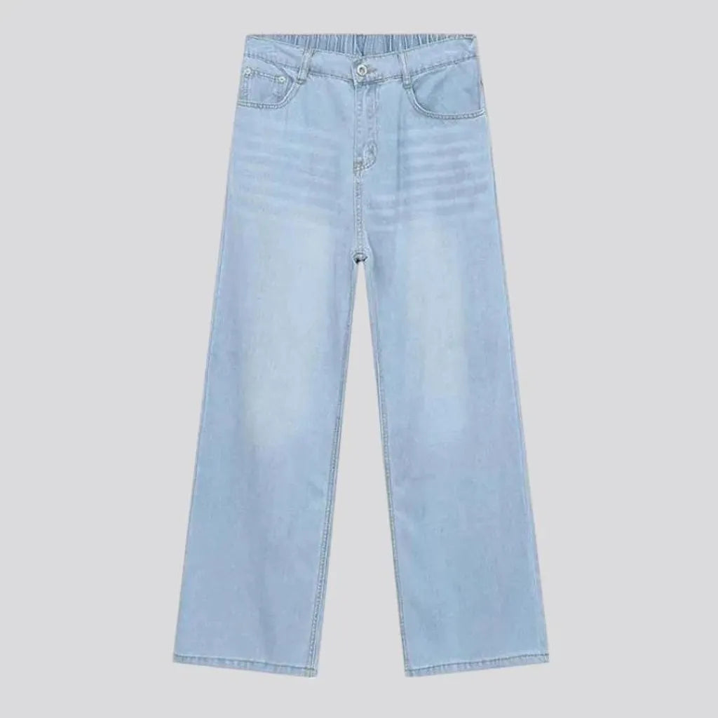 Light wash baggy fit men's jeans