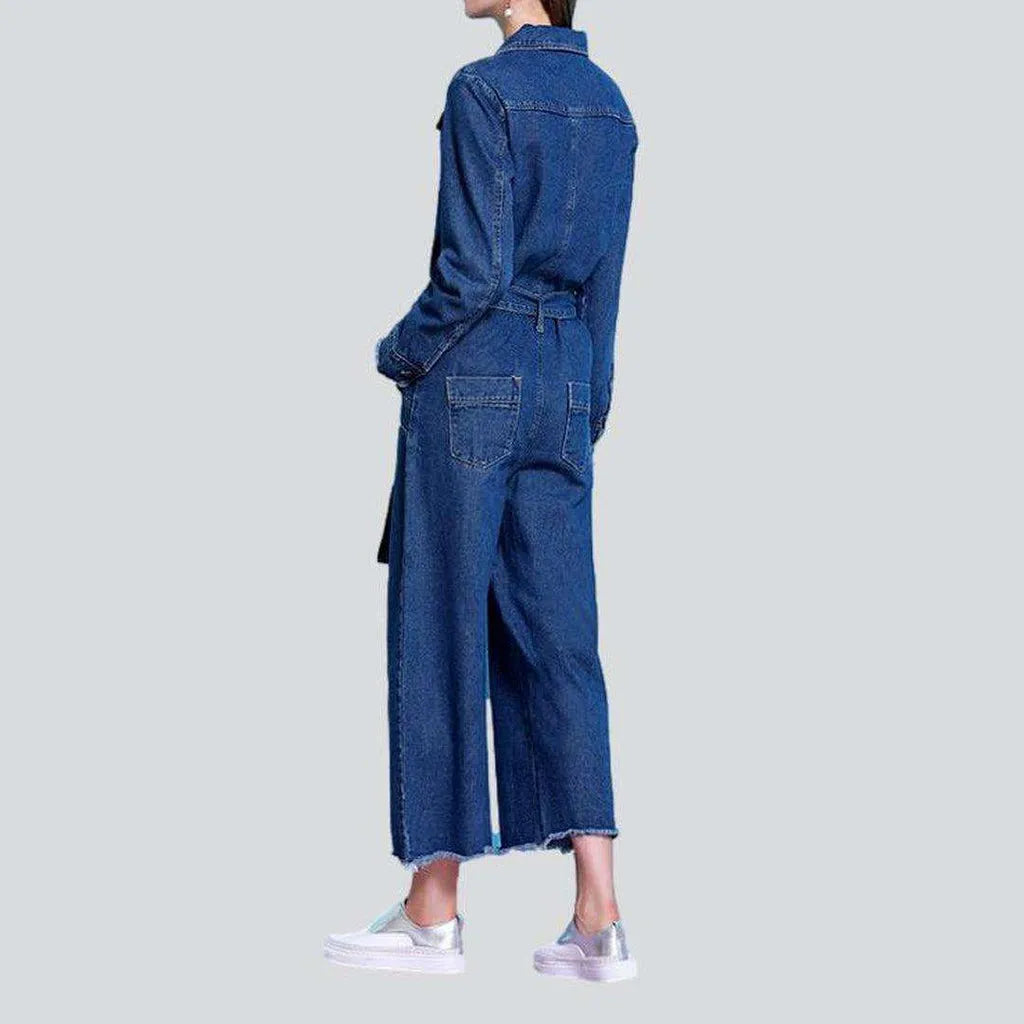 Wide-leg women's denim overall