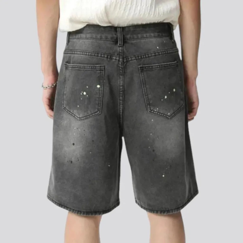 Boho style men's denim shorts