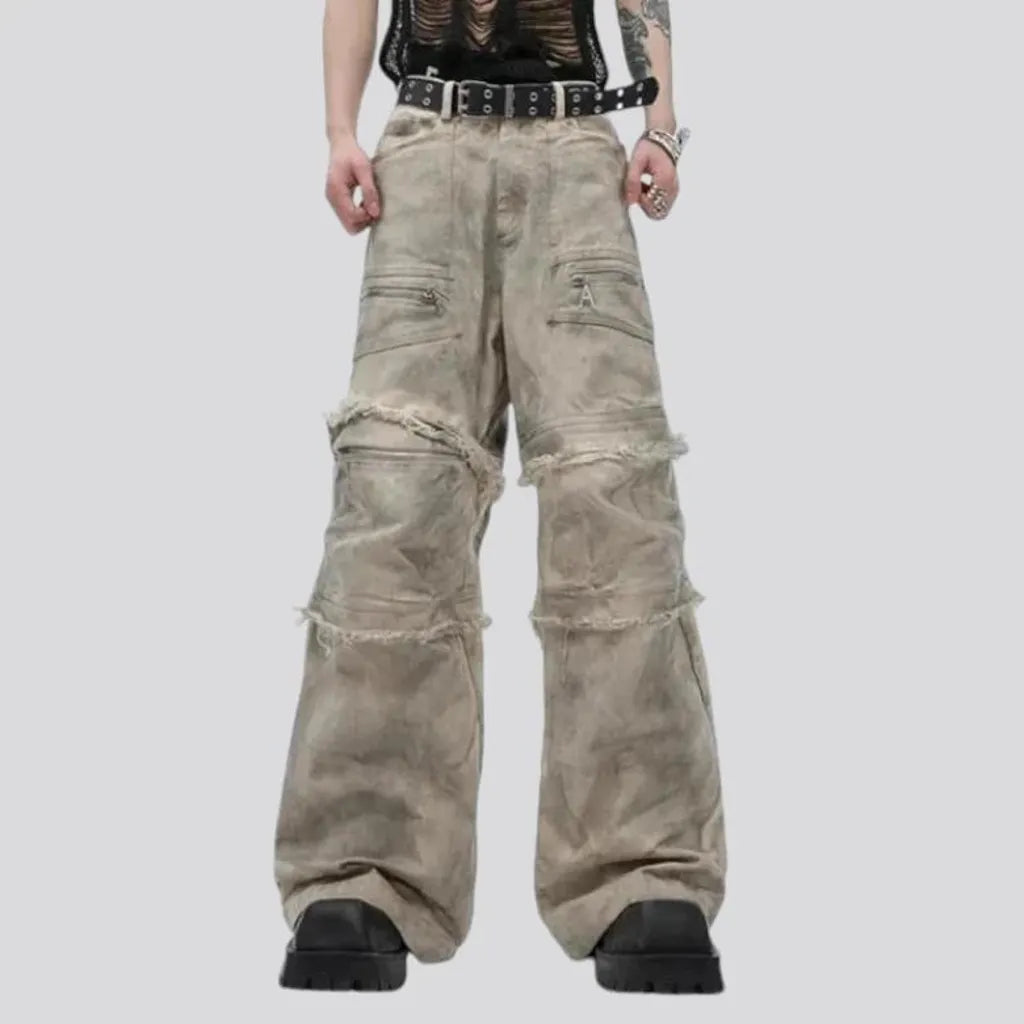 Stylish boho painted baggy jeans for men