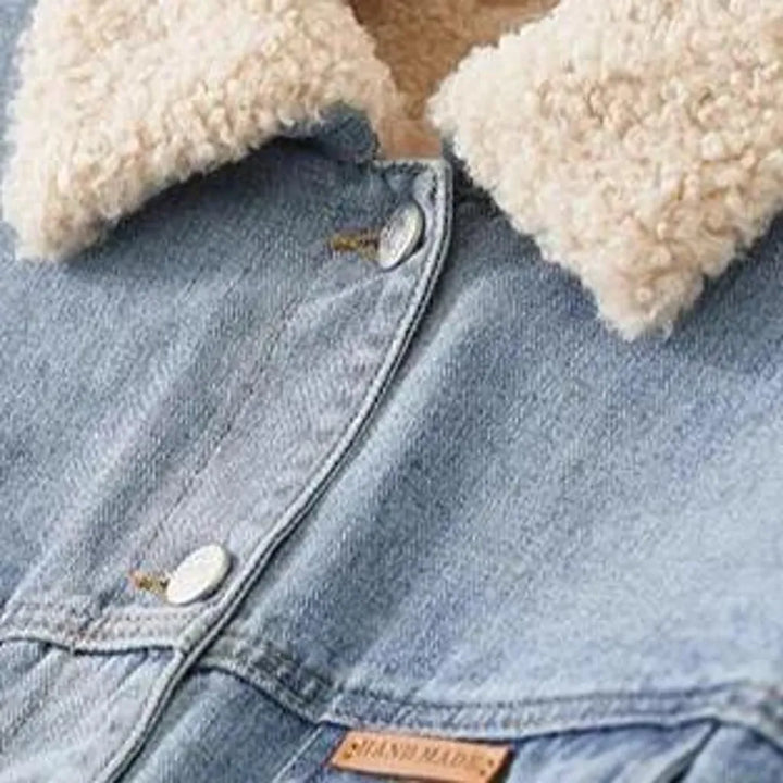 Sherpa fashion denim jacket
 for women