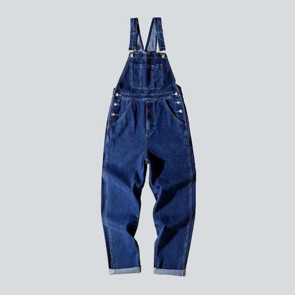 Blue baggy men's denim jumpsuit