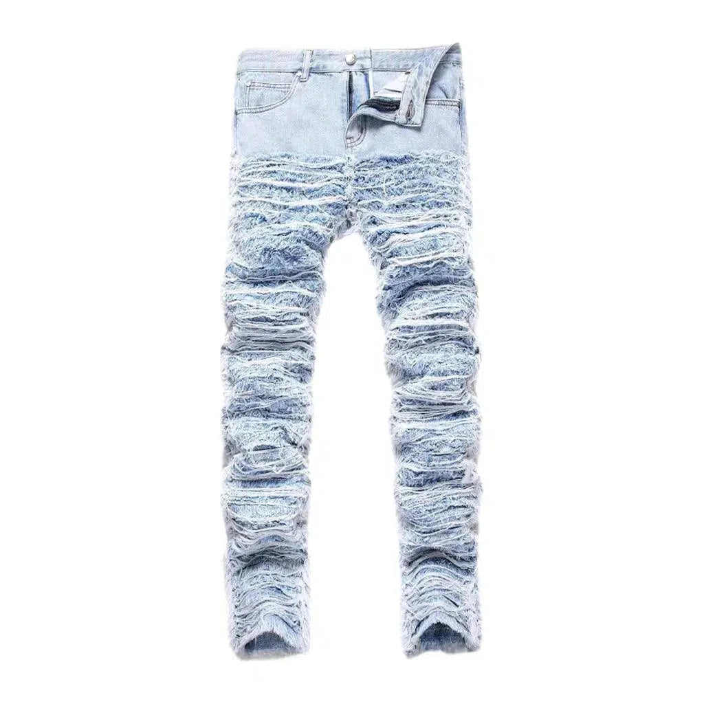Embroidered men's stretchy jeans