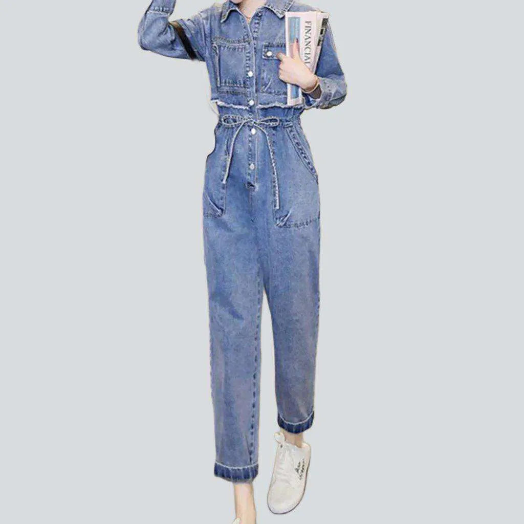 Embroidered Street Style Jean Jumpsuit for Women | Jeans4you.shop