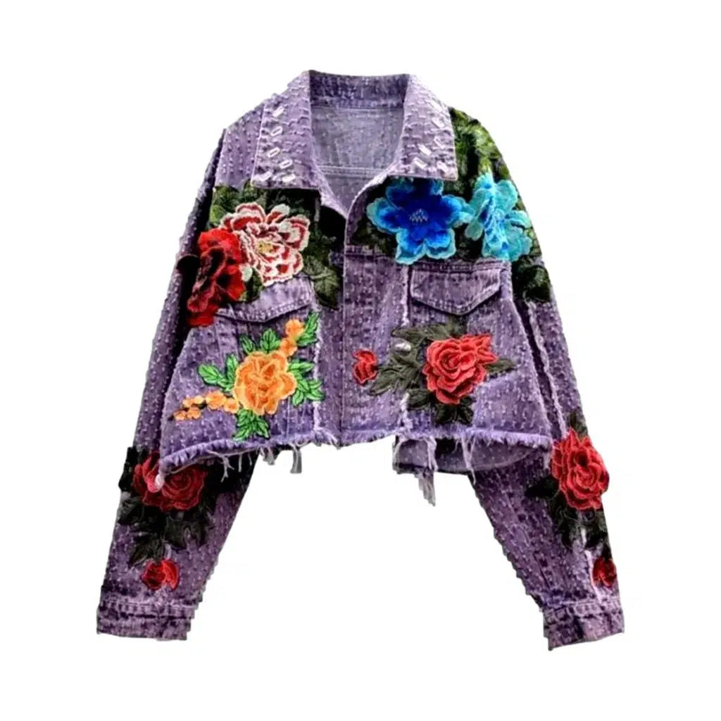 Embroidered women's jean jacket