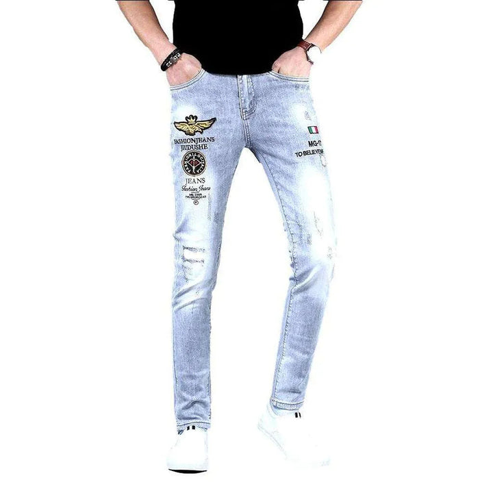 Embroidery jeans for men