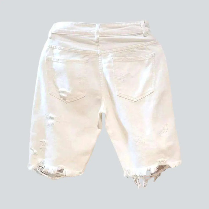 White men's distressed denim shorts