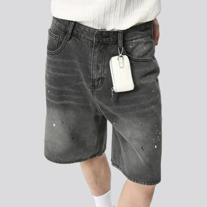 Boho style men's denim shorts