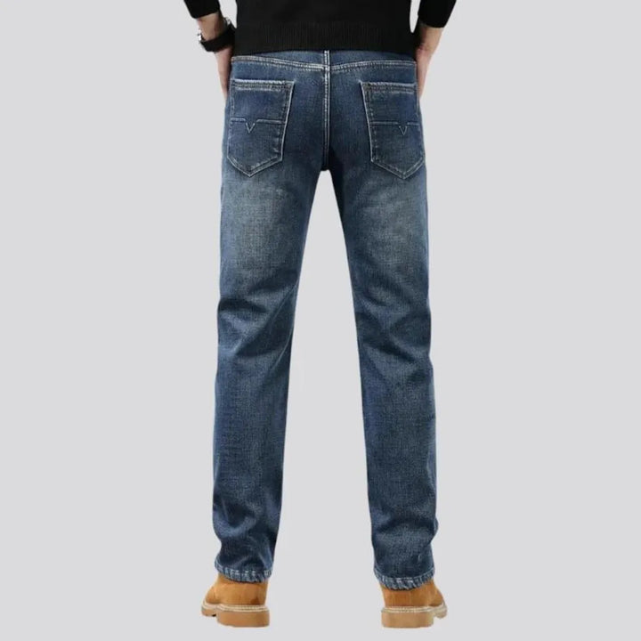 Stretchable abraded retro men's jeans