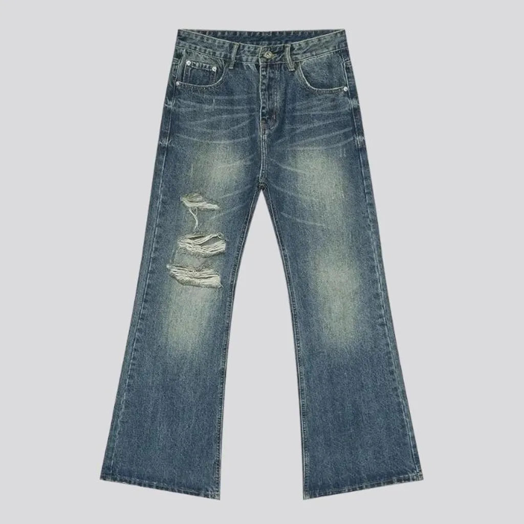 Creased men's ground jeans