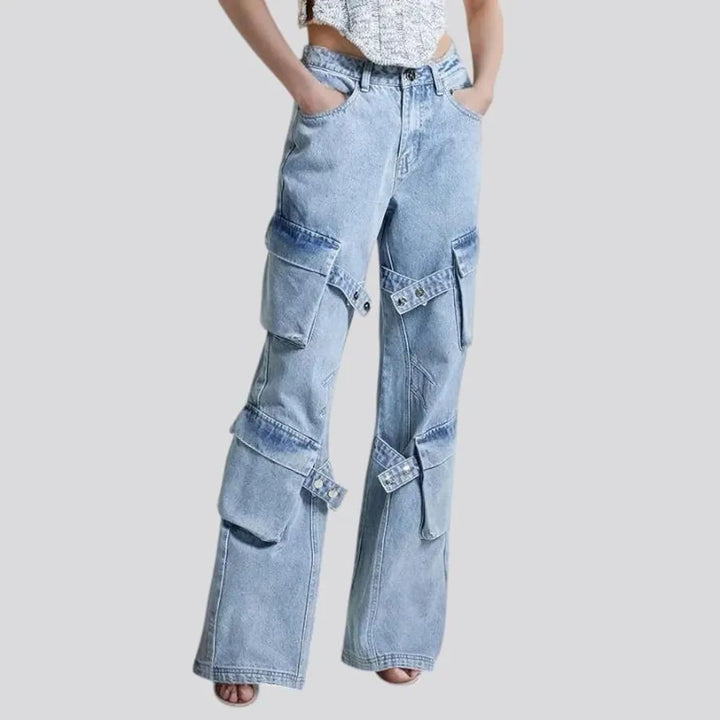 Boho flare leg baggy women's jeans