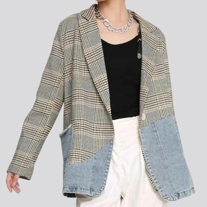 Boho chic denim blazer for women