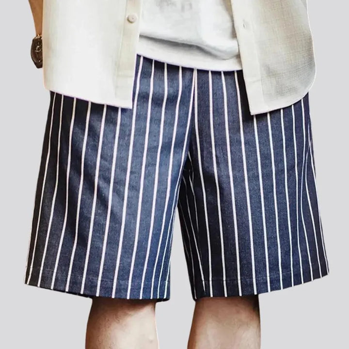 Striped loose fit men's denim joggers shorts