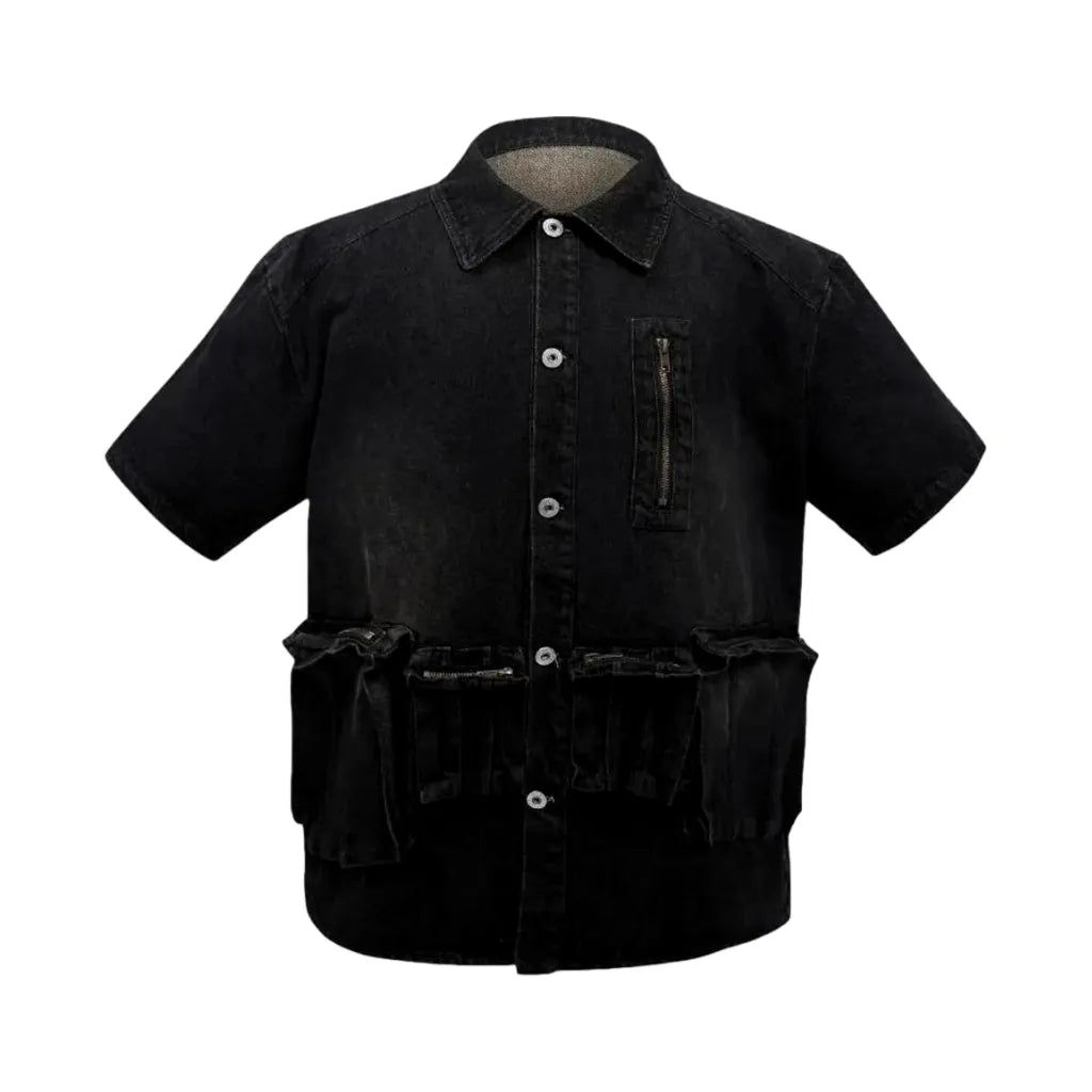 Vintage Style Men's Jean Shirt - Black