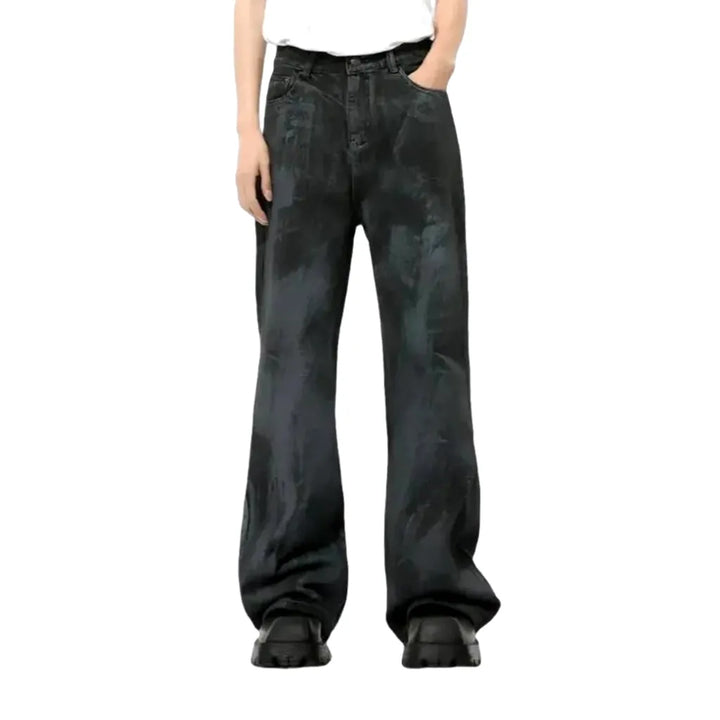 Stylish Loose Fit Mid-rise Jeans for Men - Black