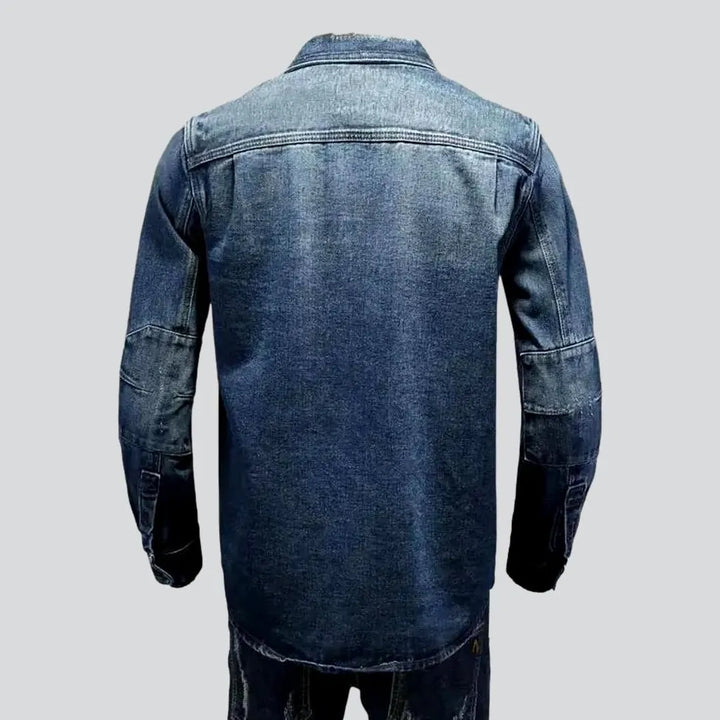 Stonewashed vintage style men's denim shirt