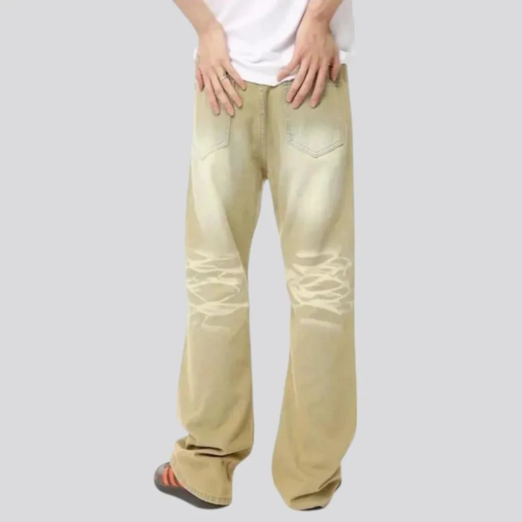 Boho light beige men's jeans