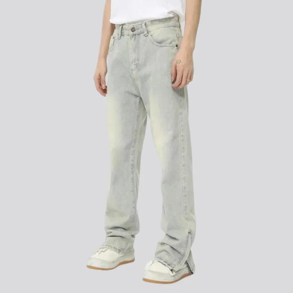 Sanded mid rise stylish men's jeans