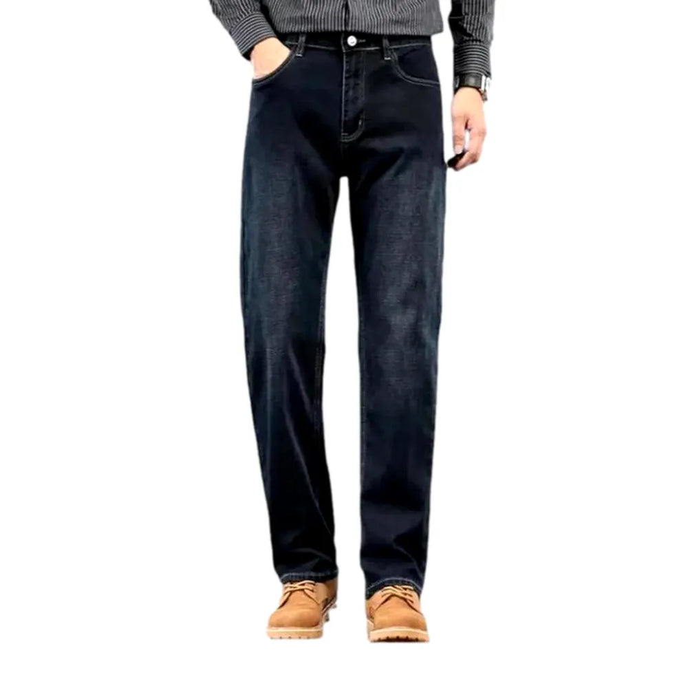 Sanded Stonewashed Casual Jeans for Men - Dark Blue