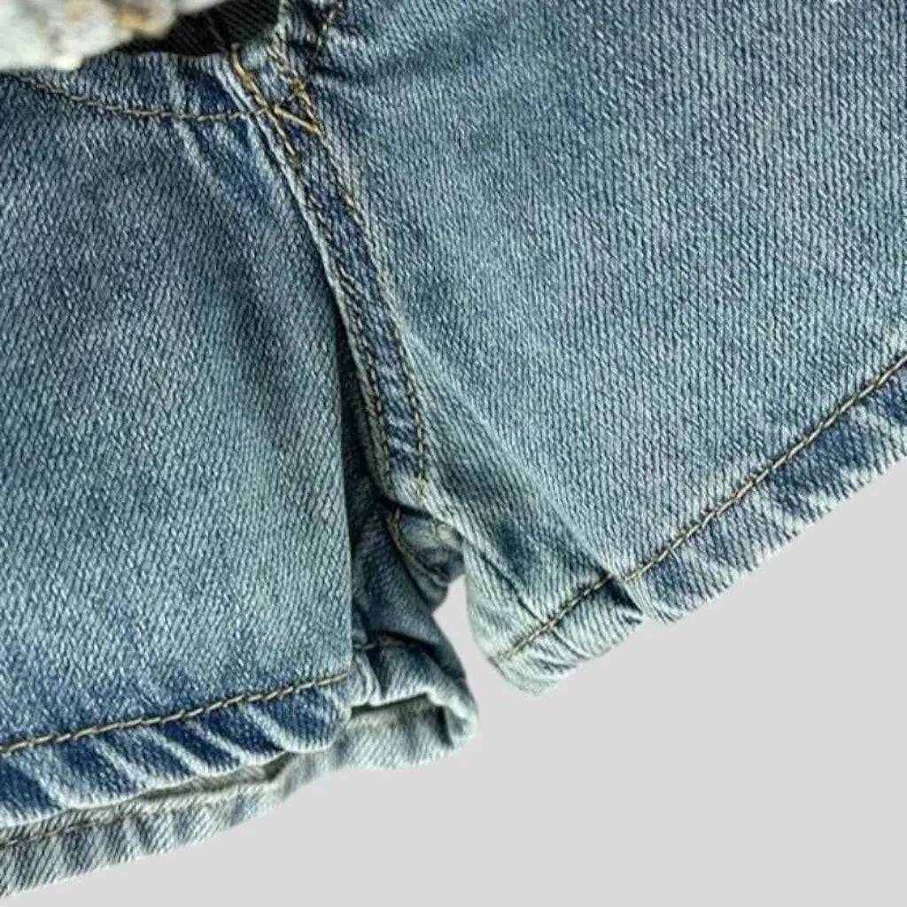 Mini mid-waist jean skort
 for women