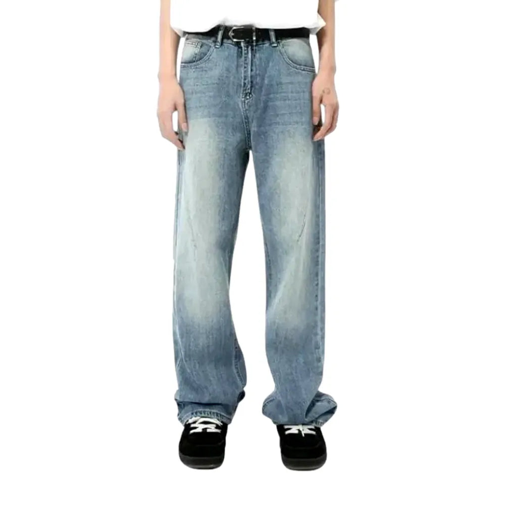 Baggy Mid-rise Men's Jeans - Light Blue