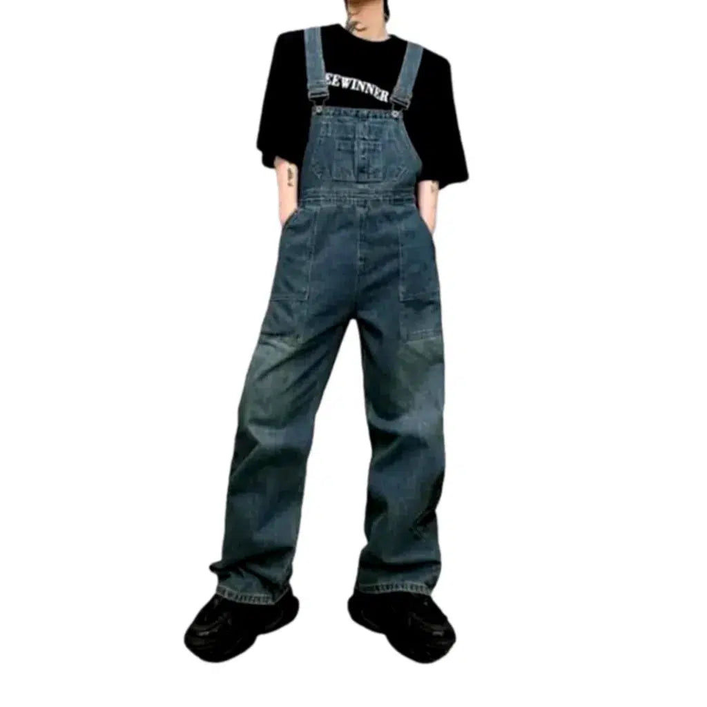 Fashion Baggy Men's Jean Dungaree - Dark Blue