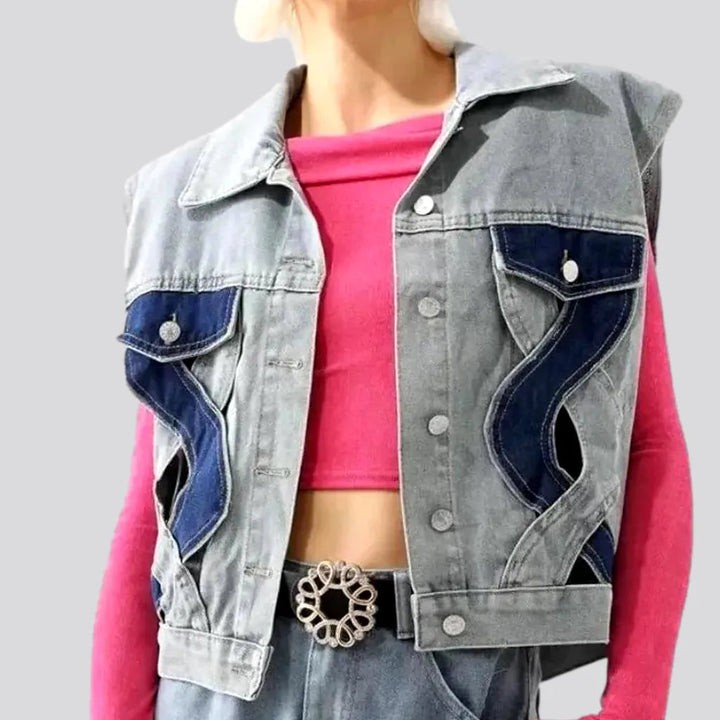 Fashionable Cutout Jeans Vest for Women | Jeans4you.shop