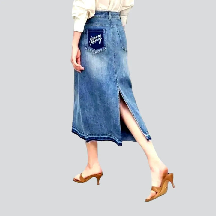 Fashionable maxi high rise jeans skirt