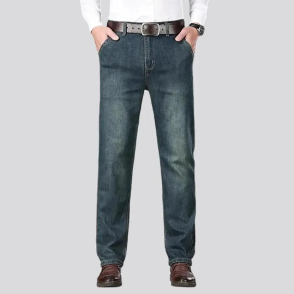 Sanded tapered casual jeans for men