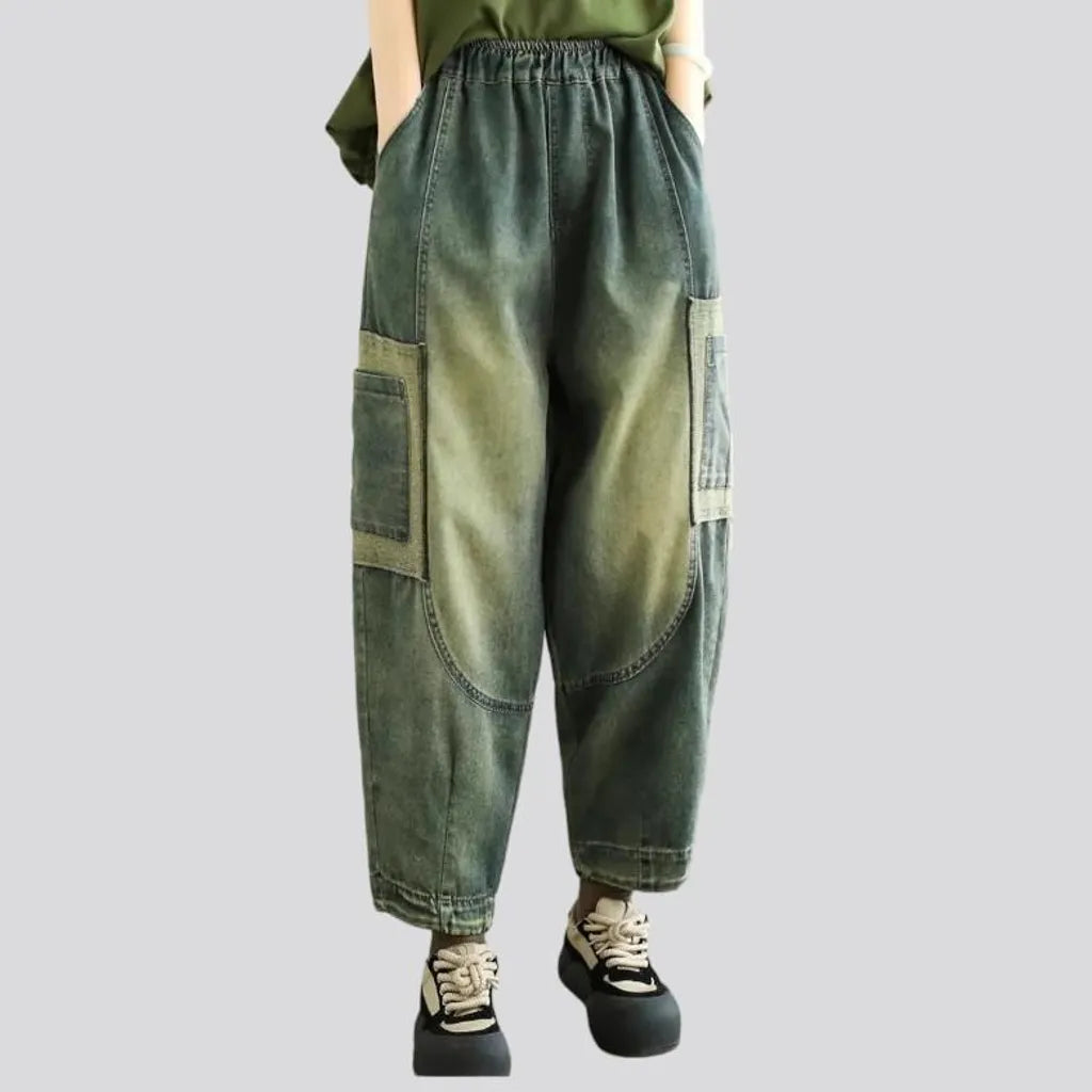 Y2k patchwork women's denim pants
