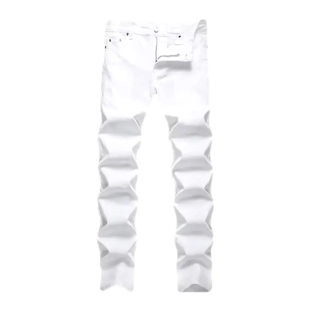 Skinny Fit Mid Rise Casual Men's Jeans - White