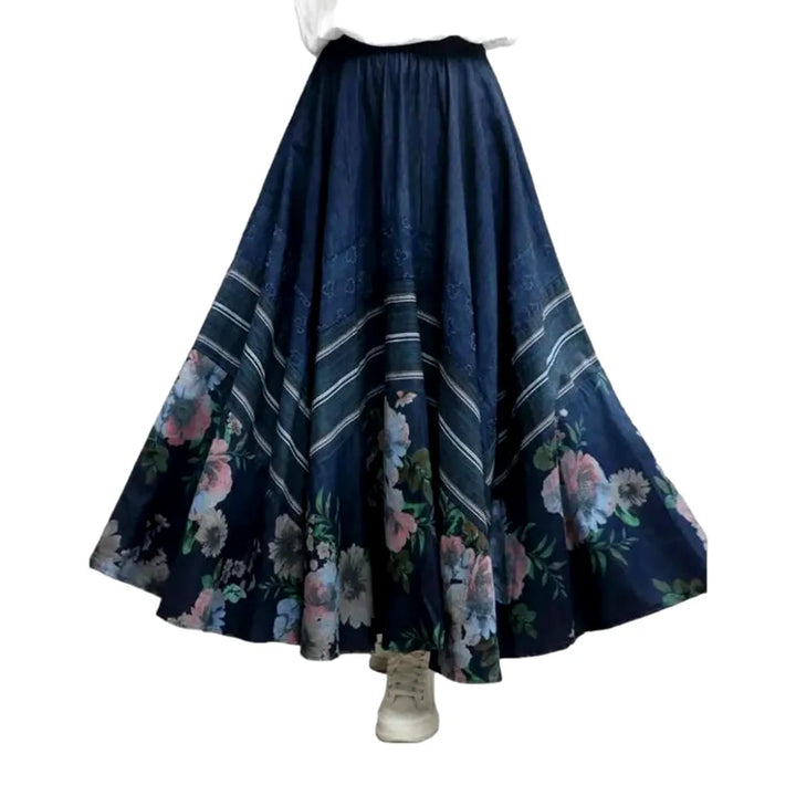 Fit-and-flare high-waist jean skirt
 for women