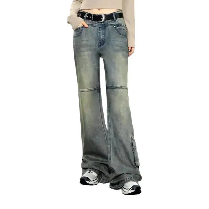 Flared women's floor-length jeans