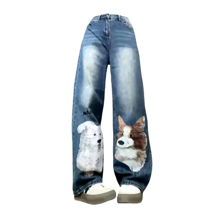 Floor-length women's painted jeans