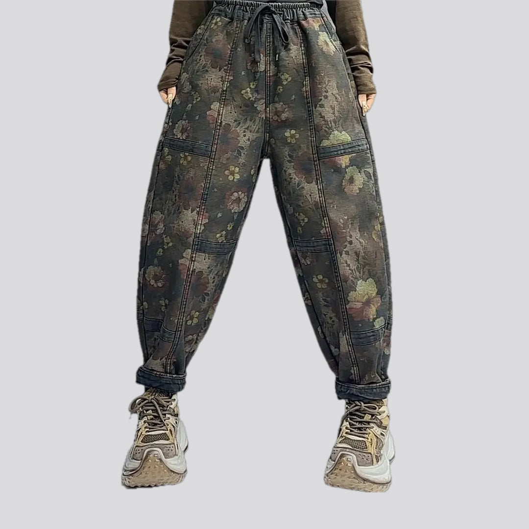 Floral Mid Rise Jean Joggers for Women | Jeans4you.shop