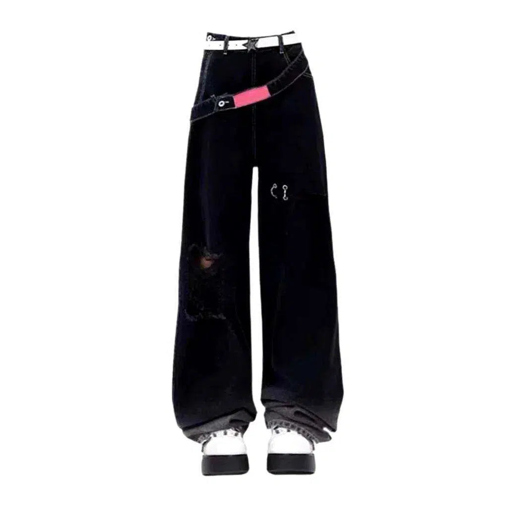 Gothic women's embellished jeans