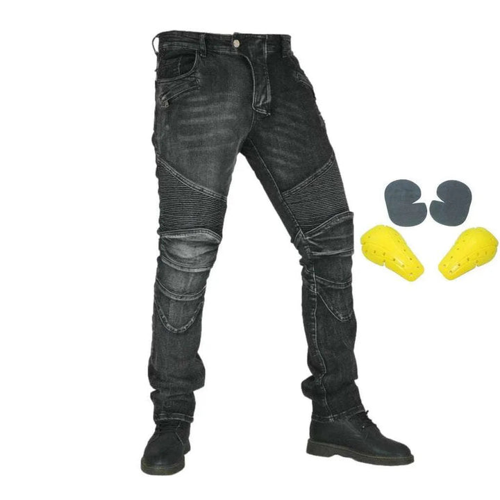 Grey casual men's biker jeans