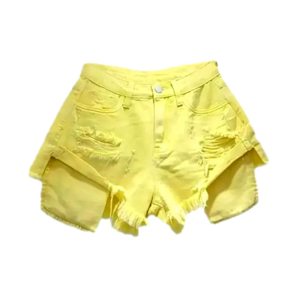 Grunge mid-waist denim shorts for women