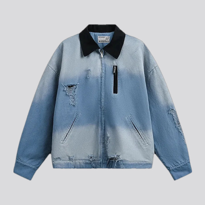 Grunge Style Extra-large Denim Jacket for Men | Jeans4you.shop