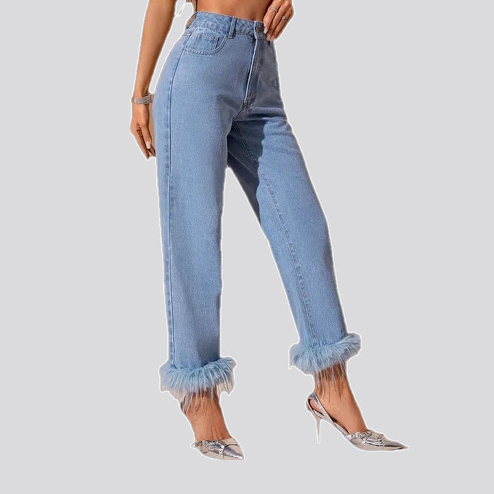 High Rise Feather Hem Women's Jeans | Jeans4you.shop