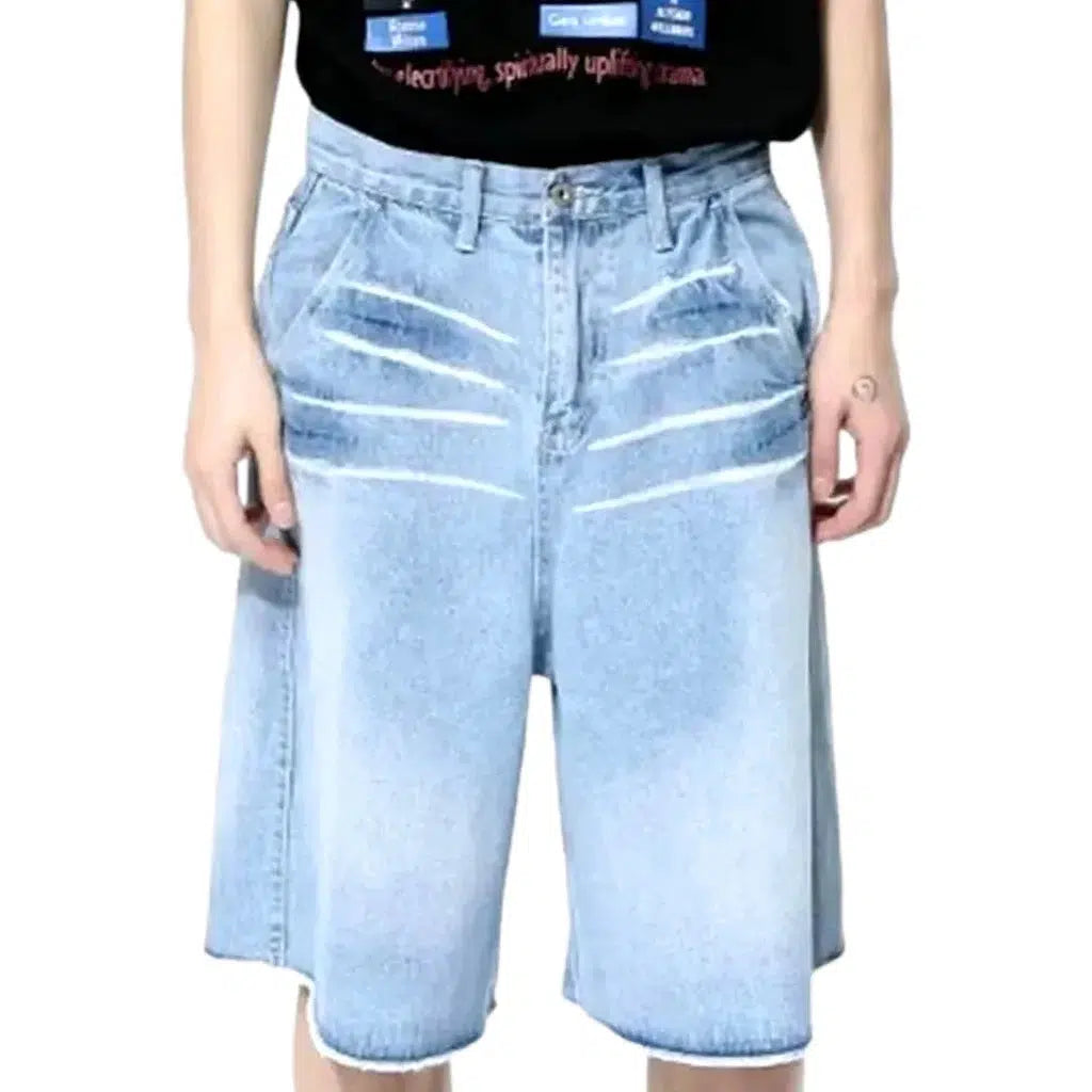 High-waist men's denim shorts
