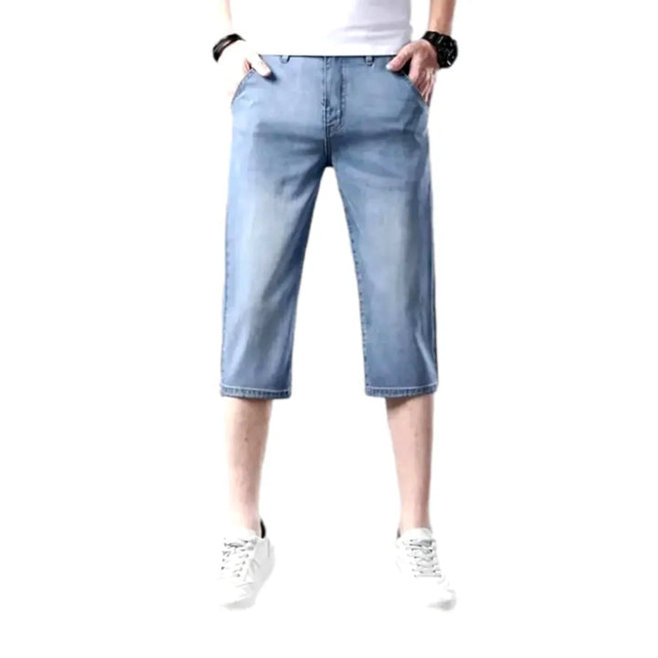 High-waist straight jean shorts for men