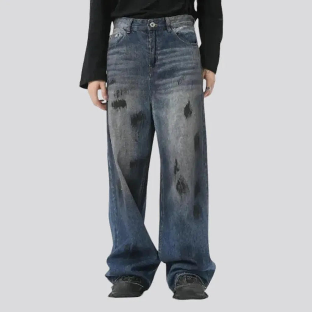 Painted mid rise men's jeans