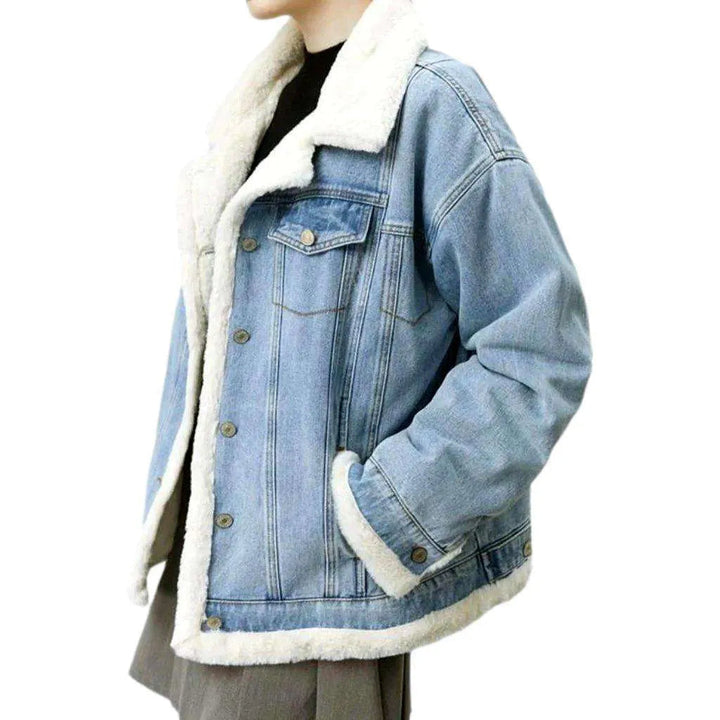 Lamb fleece women's denim jacket