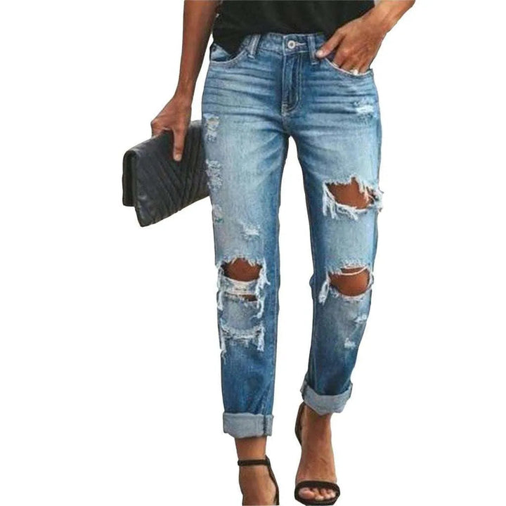 Light blue ripped women's jeans