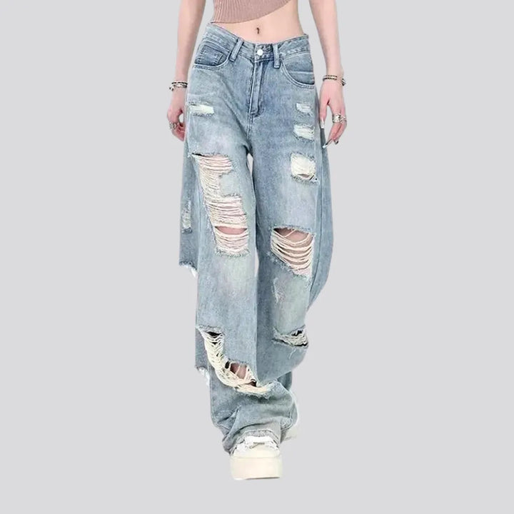 Light Loose Fit Grunge Jeans for Ladies | Jeans4you.shop