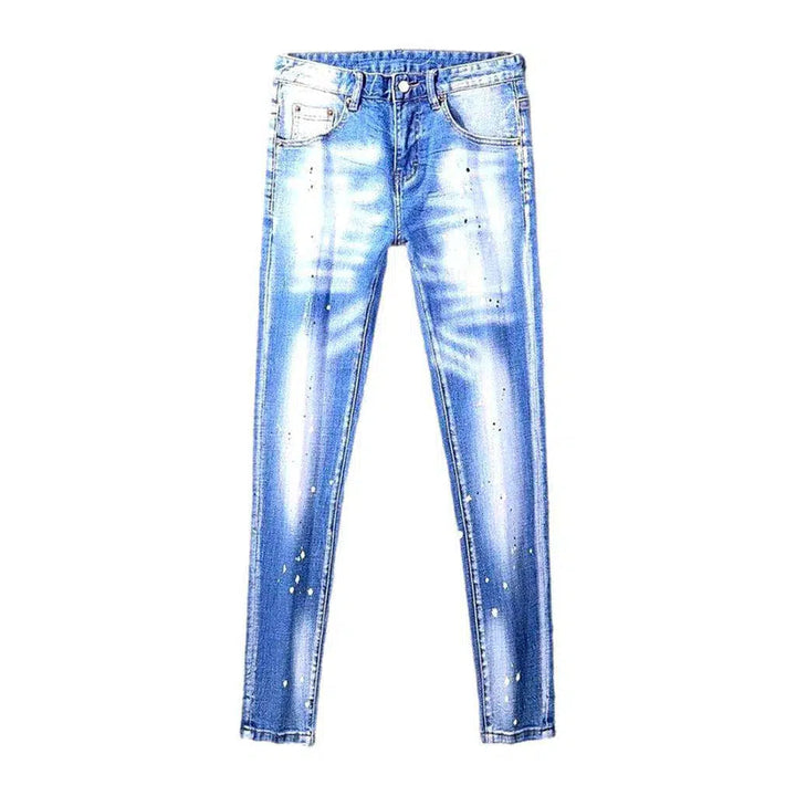 Light wash men's sanded jeans